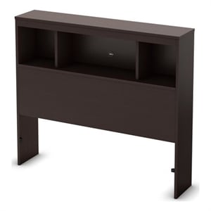 Bowery Hill Contemporary Bookcase Twin Headboard in Chocolate Finish