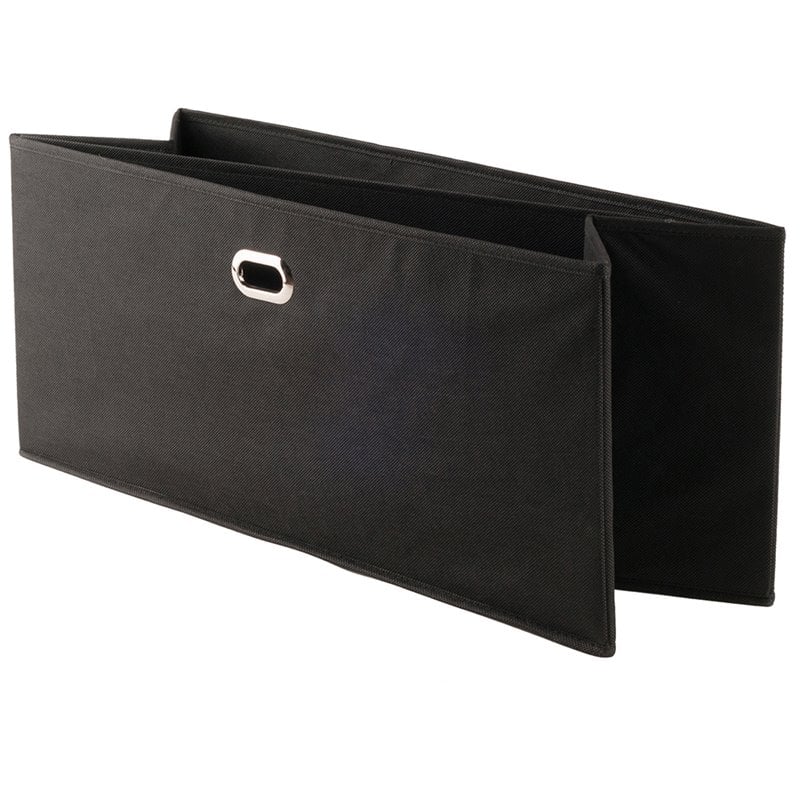 Bowery Hill Transitional Fabric Folding Basket in Black (Set of 2)