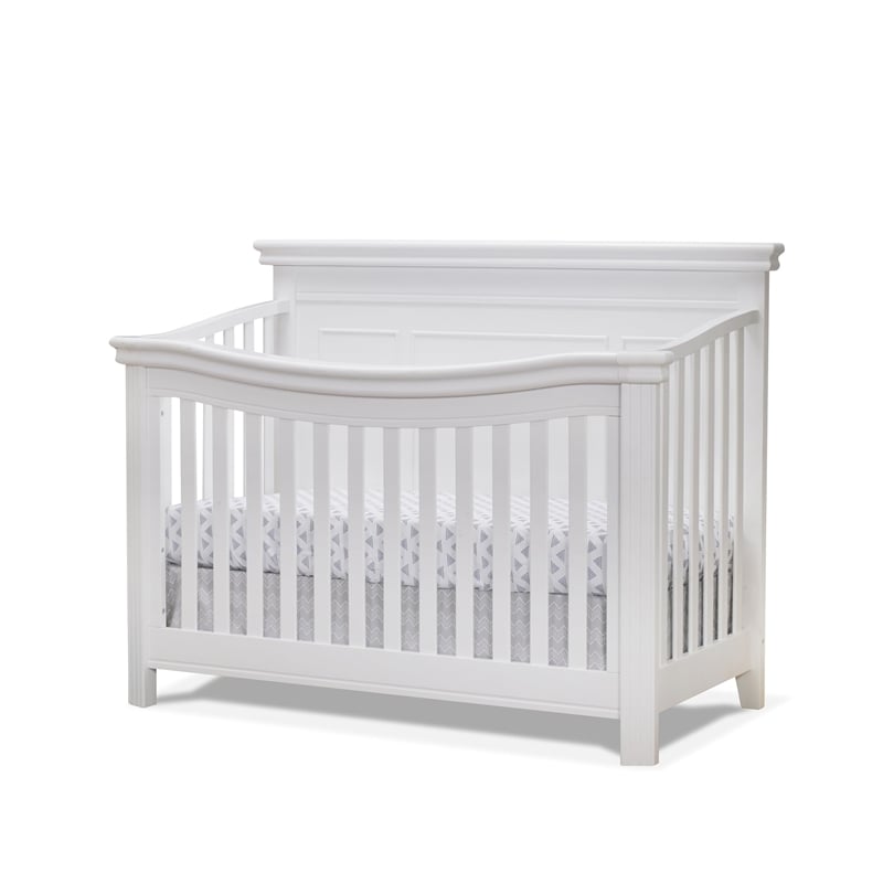 Bowery Hill Pine Wood White Convertible Crib Flat Top 46