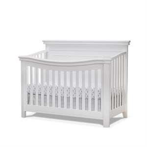 Bowery Hill Contemporary Flat Top Wooden Convertible Crib in White