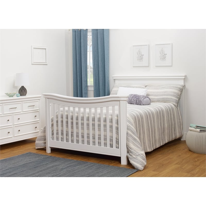 Bowery Hill Pine Wood White Convertible Crib Flat Top 46