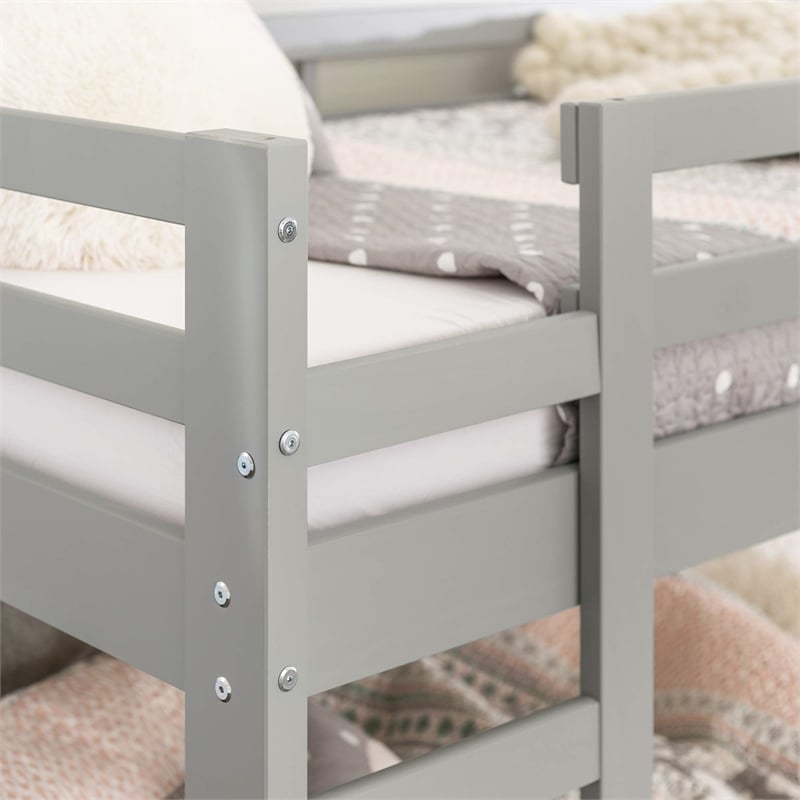 Bowery Hill Contemporary Low Wood Twin Over Twin Bunk Bed - Gray