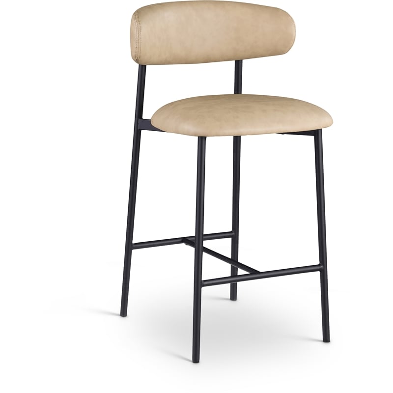 Bowery Hill Contemporary Tan Vegan Leather Counter Stool (Set of 2)