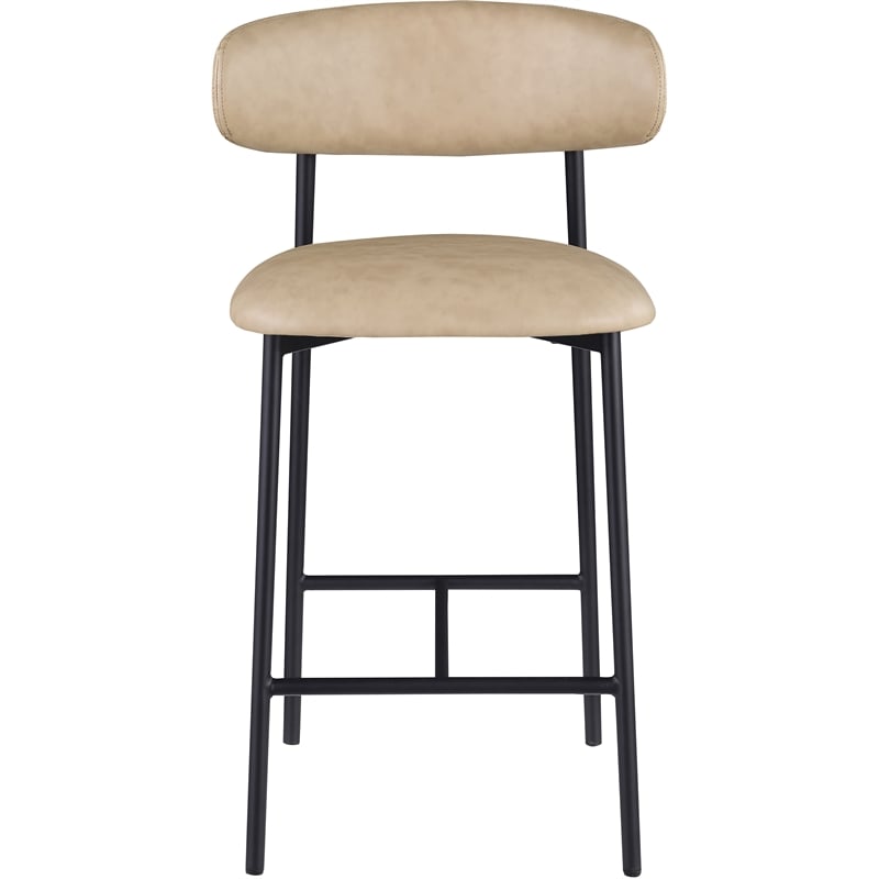 Bowery Hill Contemporary Tan Vegan Leather Counter Stool (Set of 2)