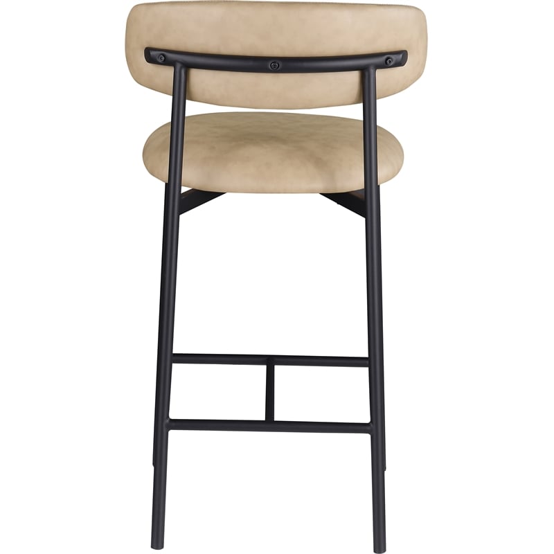 Bowery Hill Contemporary Tan Vegan Leather Counter Stool (Set of 2)