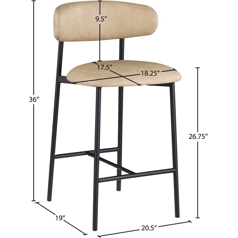 Bowery Hill Contemporary Tan Vegan Leather Counter Stool (Set of 2)