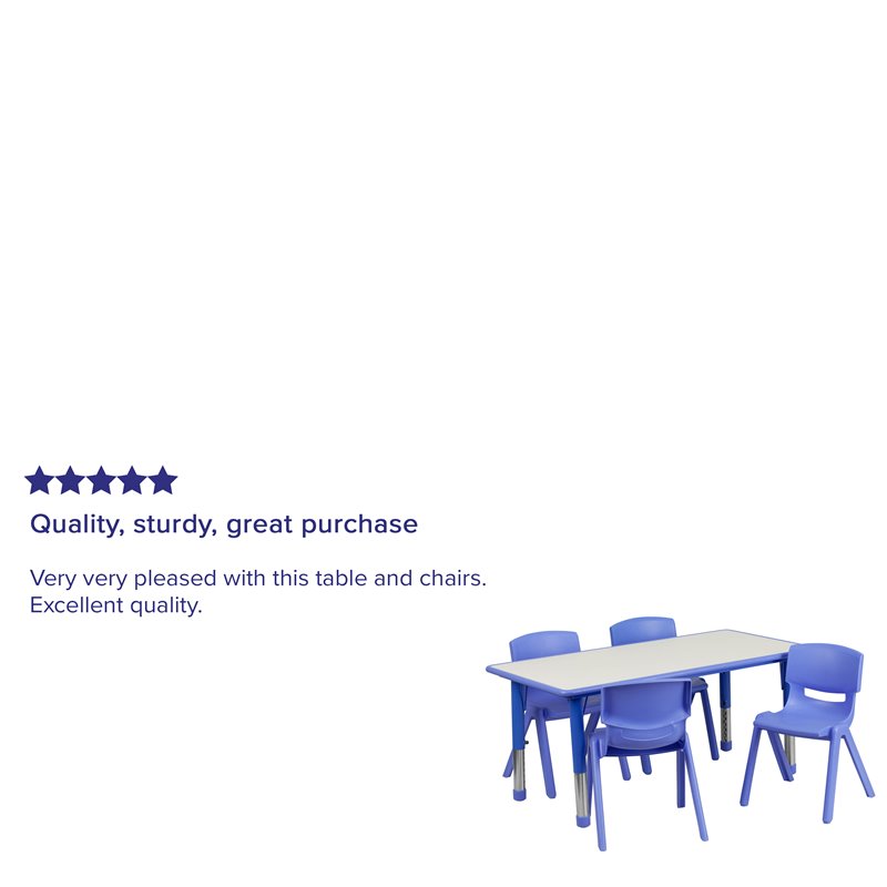 Bowery Hill Plastic Activity Table Set with 4 School Stacking Chairs in Blue