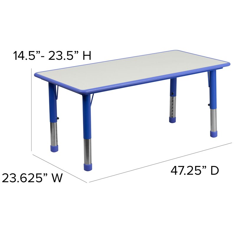 Bowery Hill Plastic Activity Table Set with 4 School Stacking Chairs in Blue