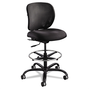 Bowery Hill Contemporary Fabric Adjustable Drafting Chair in Black