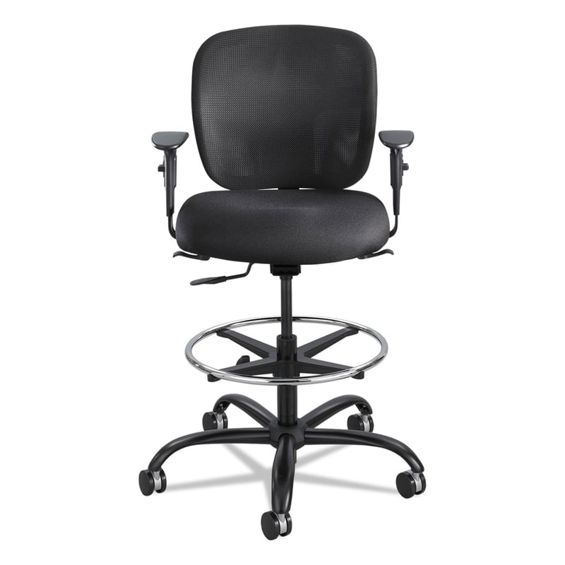 Bowery Hill Contemporary Fabric Adjustable Drafting Chair in Black