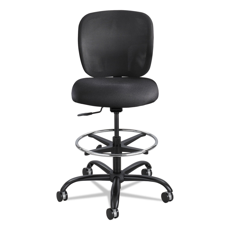 Bowery Hill Contemporary Fabric Adjustable Drafting Chair in Black