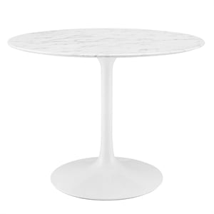 Bowery Hill 39.5&quot Round Artificial Marble Dining Table in White