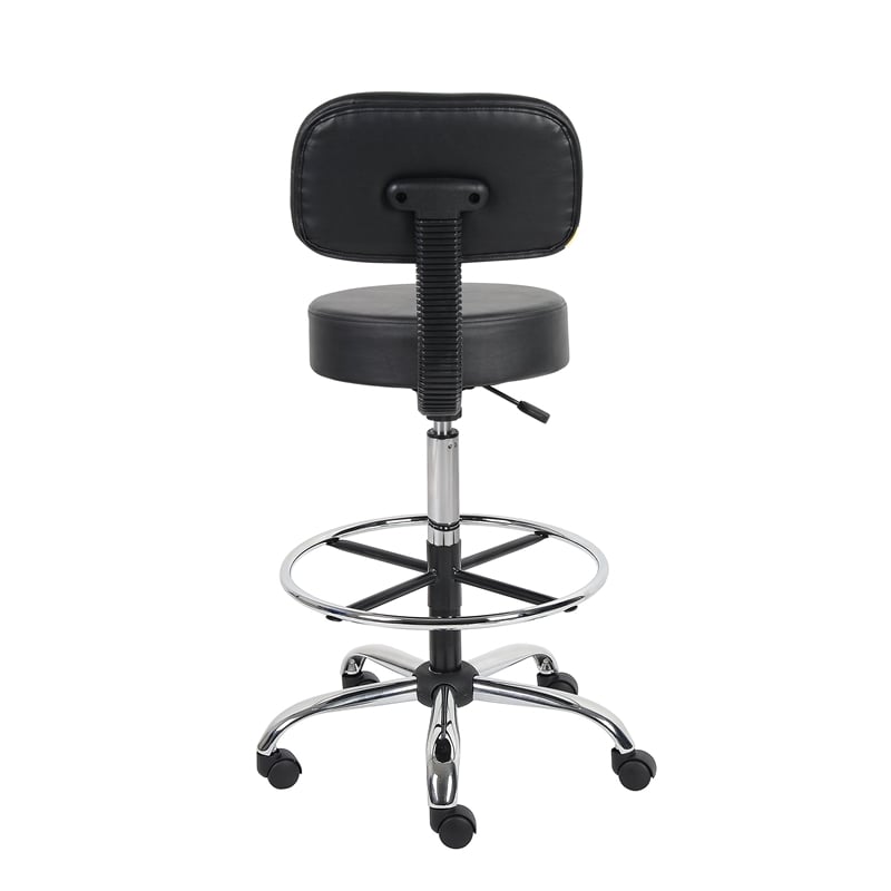Bowery Hill Contemporary Vinyl Mid-Back Medical/Drafting Stool in Black
