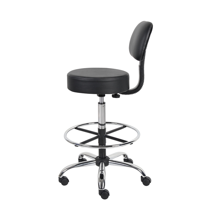 Bowery Hill Contemporary Vinyl Mid-Back Medical/Drafting Stool in Black