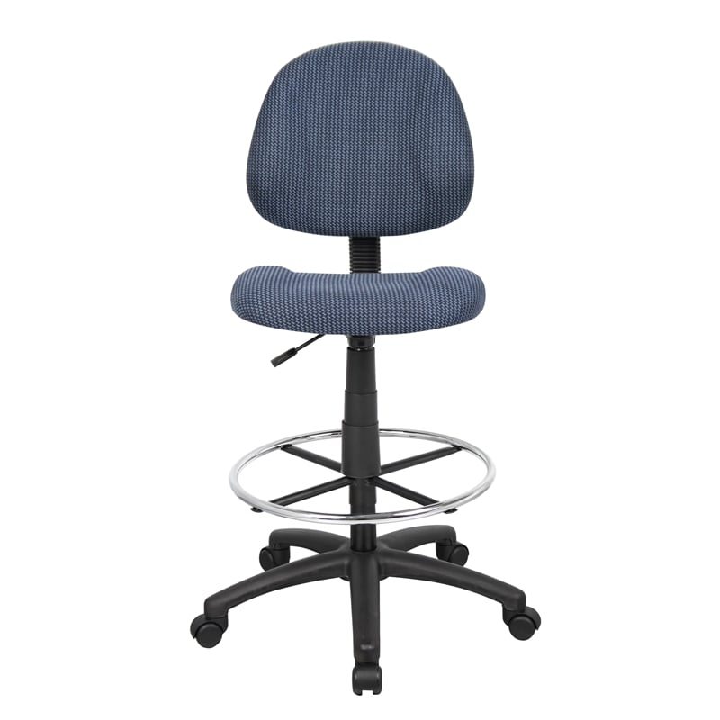 Bowery Hill Contoured Comfort Rolling Fabric Drafting Stool in Blue