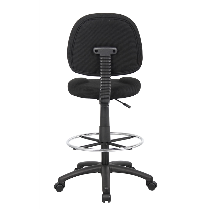 Bowery Hill Contoured Comfort Rolling Fabric Drafting Stool in Black