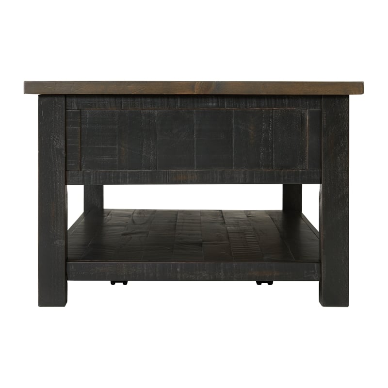 Bowery Hill Solid Wood 2 Drawer Coffee Table Black and Brown
