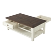 Bowery Hill Wood 2 Drawer Coffee Table Cream White and Brown