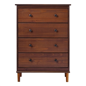 Bowery Hill Modern 40&quotH Solid Wood Bedroom Dresser with 4-Drawers in Walnut