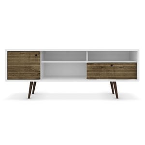 Bowery Hill Wood TV Stand for TVs up to 65&quot in White/Rustic Brown