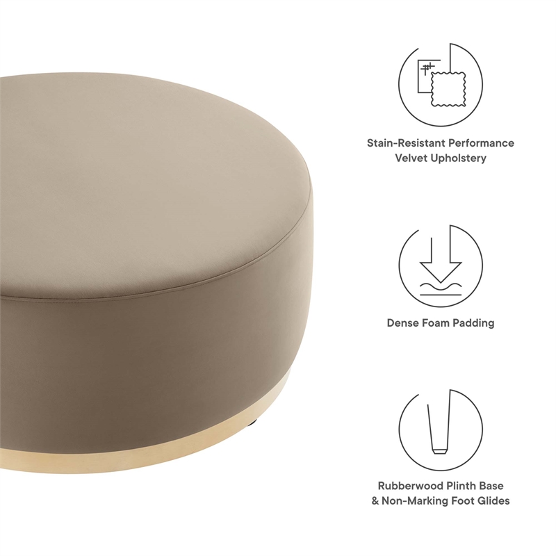 Bowery Hill Contemporary Fabric Ottoman in Taupe Natural Finish