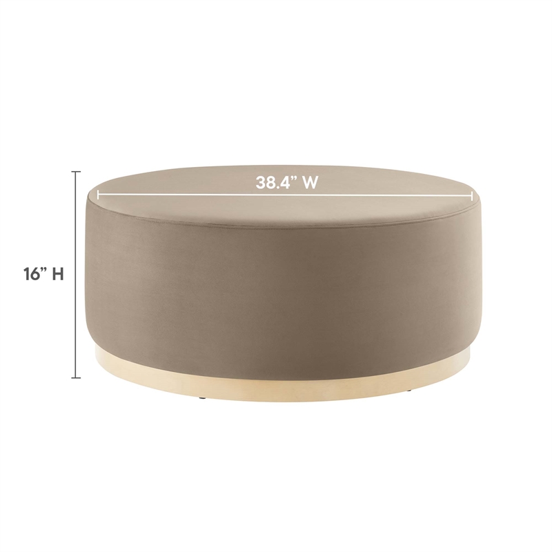 Bowery Hill Contemporary Fabric Ottoman in Taupe Natural Finish
