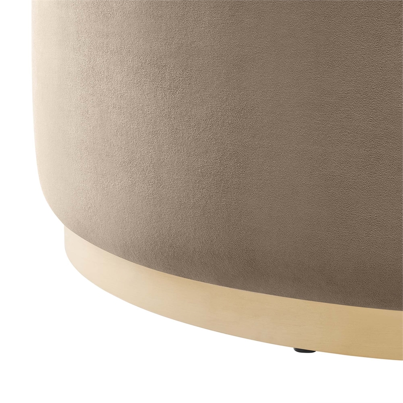 Bowery Hill Contemporary Fabric Ottoman in Taupe Natural Finish