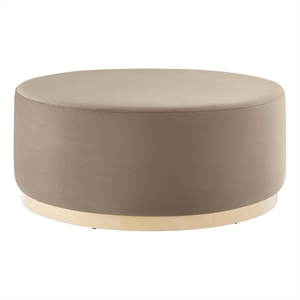 Bowery Hill Contemporary Fabric Ottoman in Taupe Natural Finish