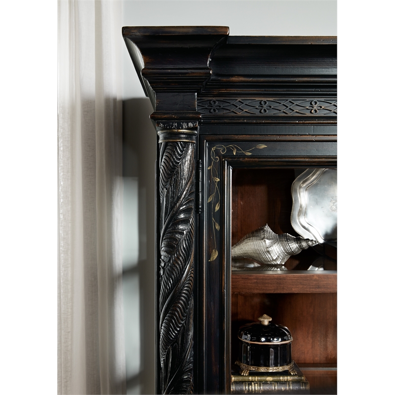 Bowery Hill Glass-Door Display Cabinet in Black Cherry Finish by Bowery Hill