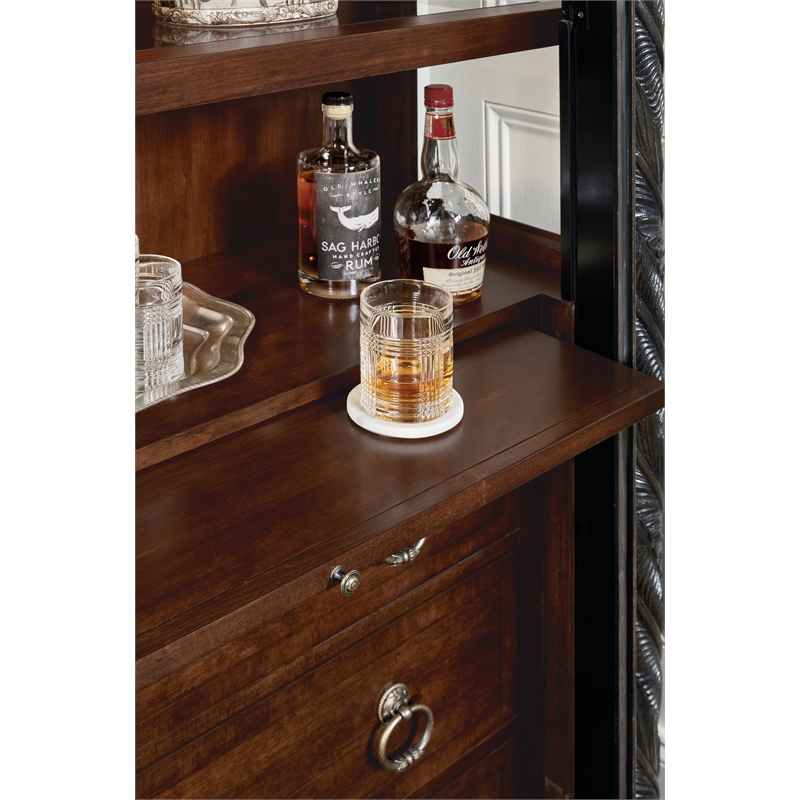Bowery Hill Glass-Door Display Cabinet in Black Cherry Finish by Bowery Hill