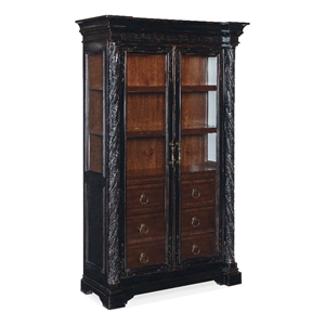 Bowery Hill Glass-Door Display Cabinet in Black Cherry Finish by Bowery Hill