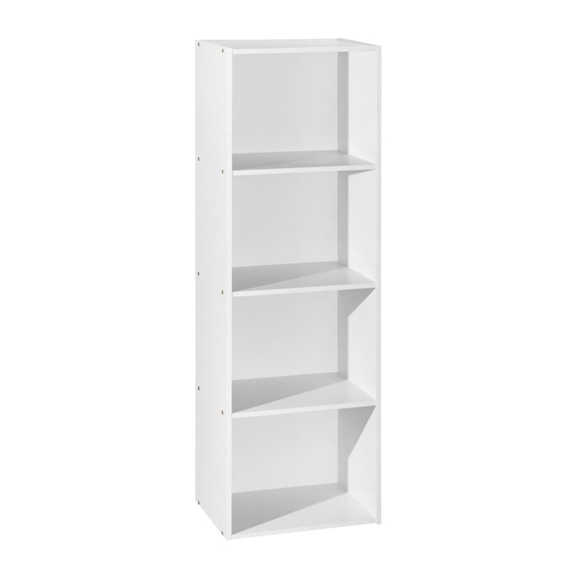 Bowery Hill Four Shelf Multi-Purpose Wooden Bookcase in White Finish