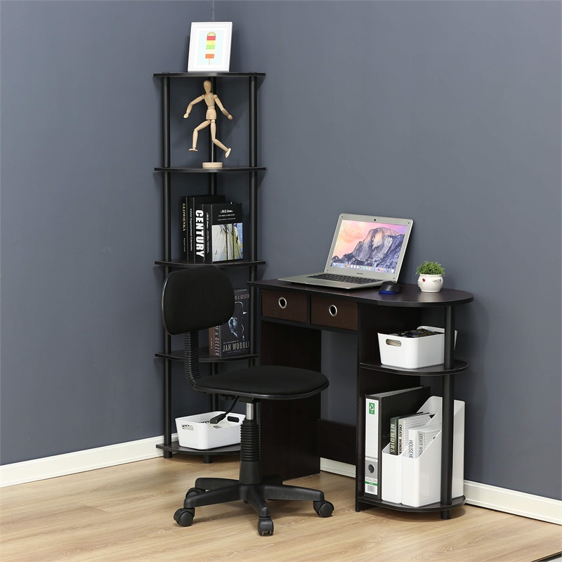 Bowery Hill Wood Home Laptop Notebook Computer Desk in Dark Walnut