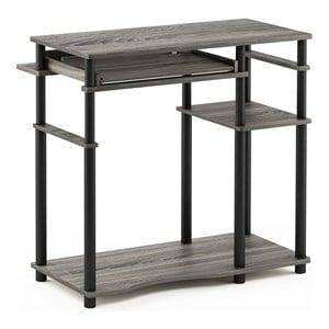 Bowery Hill Wood Computer Desk with Bookshelf in French Oak Gray/Black