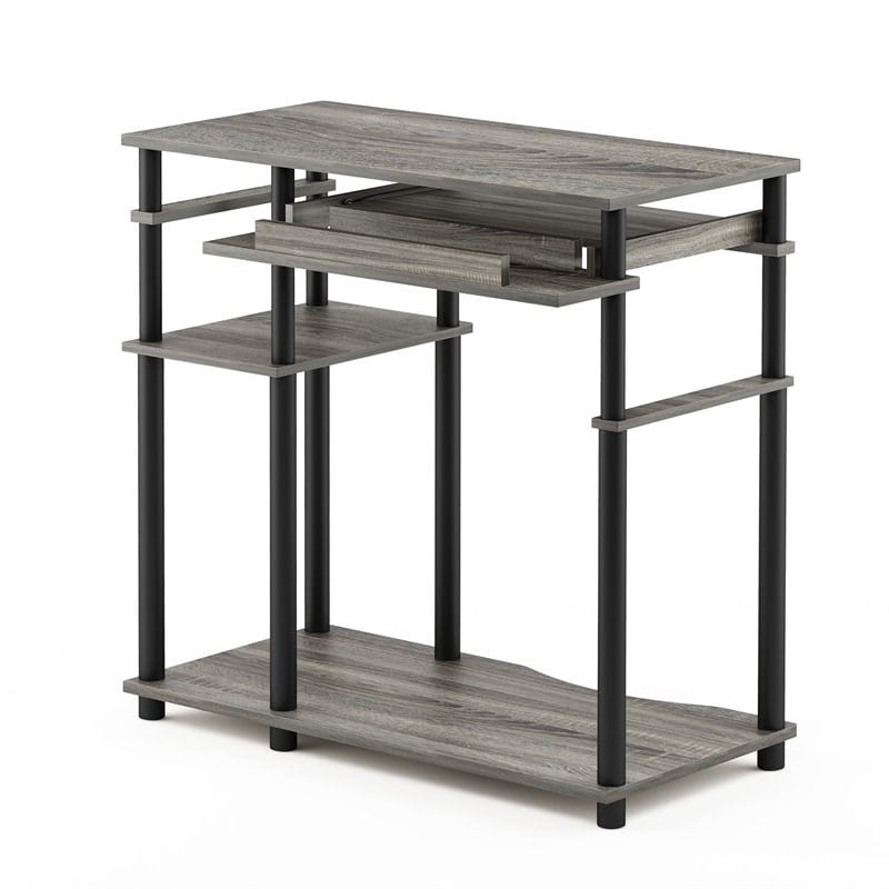 Bowery Hill Wood Computer Desk with Bookshelf in French Oak Gray/Black