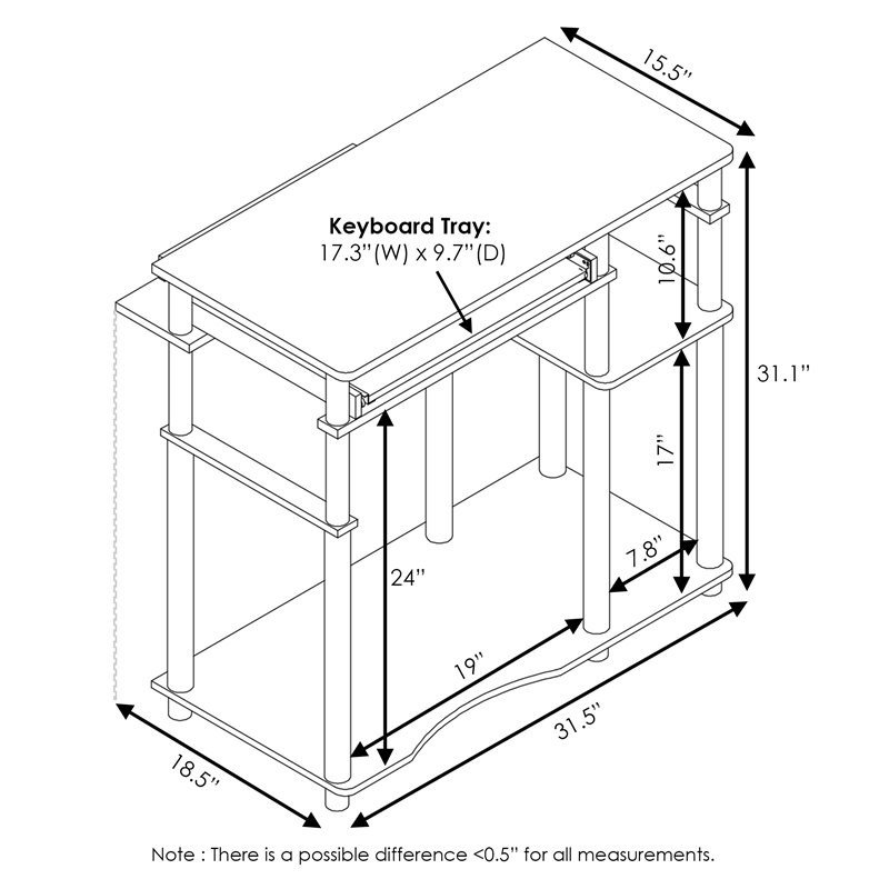 Bowery Hill Wood Computer Desk with Bookshelf in French Oak Gray/Black
