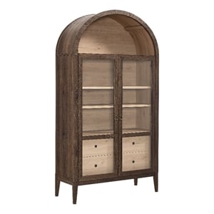 Bowery Hill Contemporary Storage Display Cabinet in Walnut Light Oak