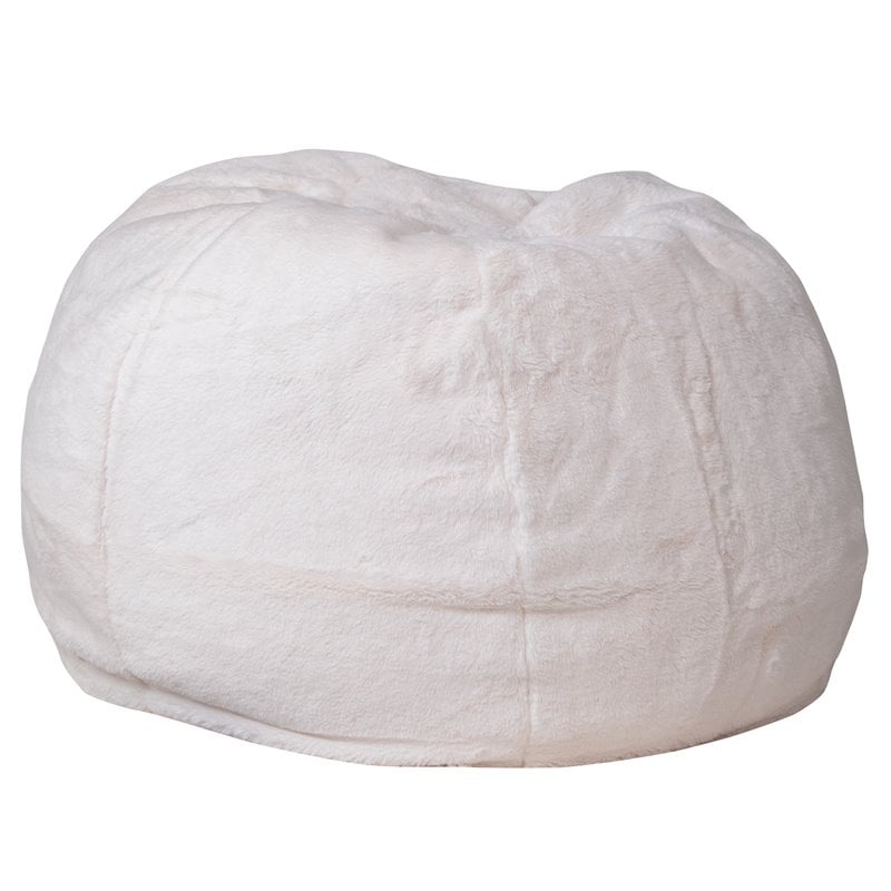 Bowery Hill Contemporary Small Faux Fur Bean Bag Chair in White