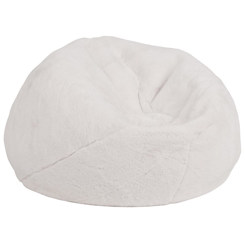 Bowery Hill Contemporary Small Faux Fur Bean Bag Chair in White