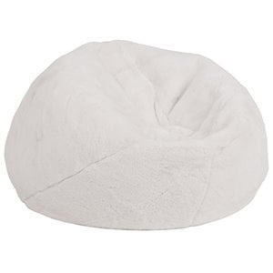 Bowery Hill Contemporary Small Faux Fur Bean Bag Chair in White