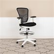 Bowery Hill Contemporary Mid Back Mesh Drafting Stool in Black and White
