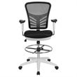 Bowery Hill Contemporary Mid Back Mesh Drafting Stool in Black and White