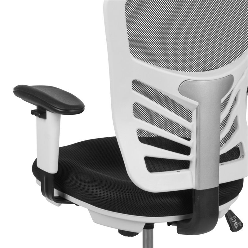 Bowery Hill Contemporary Mid Back Mesh Drafting Stool in Black and White