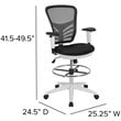 Bowery Hill Contemporary Mid Back Mesh Drafting Stool in Black and White