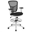 Bowery Hill Contemporary Mid Back Mesh Drafting Stool in Black and White