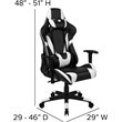 Bowery Hill Leather Racing Swivel Reclining Gaming Chair in Black and White