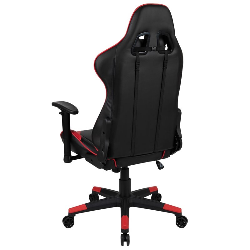 Bowery Hill Leather Racing Swivel Reclining Gaming Chair in Black and Red
