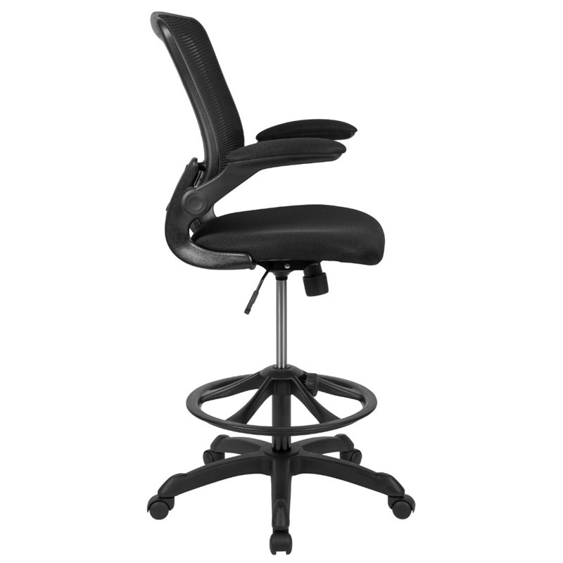 Bowery Hill Contemporary Metal Mesh Drafting Stool in Black Finish