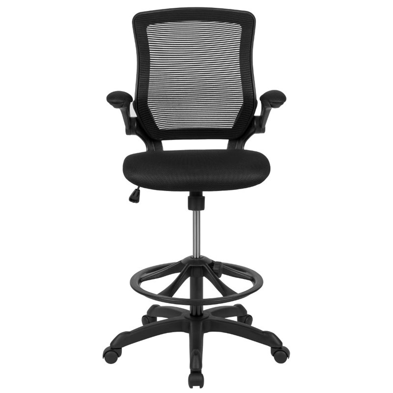 Bowery Hill Contemporary Metal Mesh Drafting Stool in Black Finish
