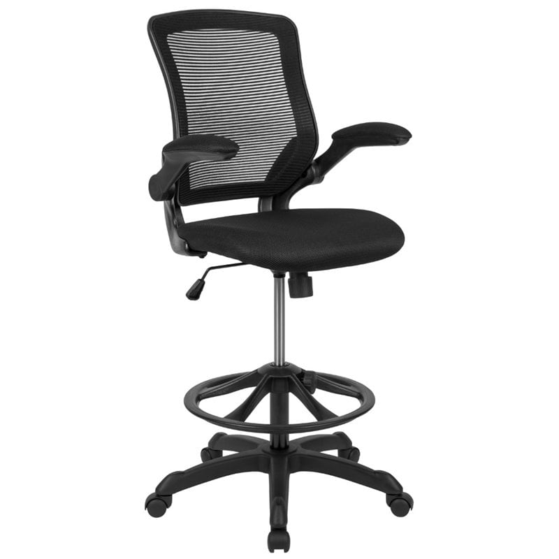 Bowery Hill Contemporary Metal Mesh Drafting Stool in Black Finish